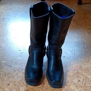 Frye Black Leather Combat Boots